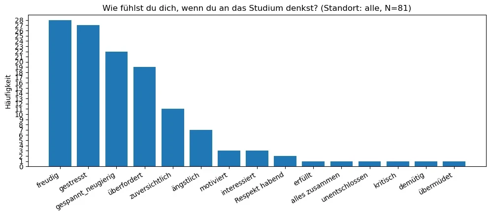 Gefühlslage beim Gedanken an das Studium