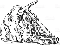 Hand-drawn vector drawing of a Geology Hammer and Rock____.jpeg